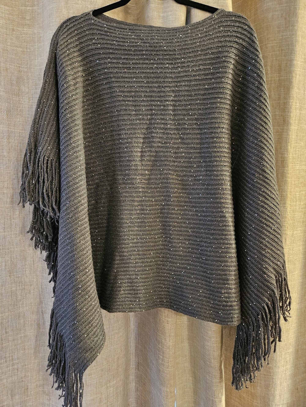 Chico's Charcoal Grey Sparkly Poncho OS